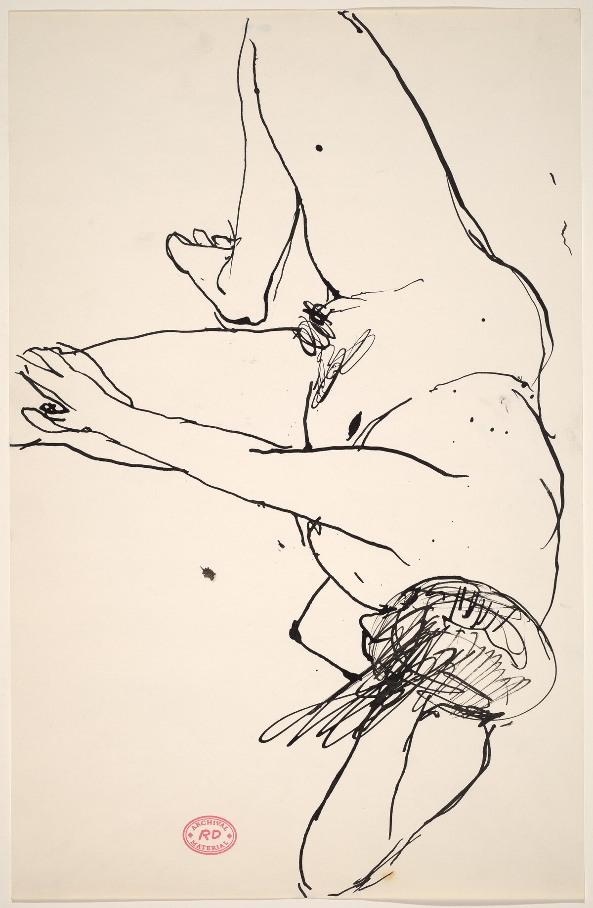 Untitled [bird's-eye view of nude resting on her side] by Richard Diebenkorn