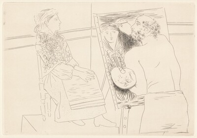 Peintre chauve devant son chevalet (Bald Painter at His Easel)