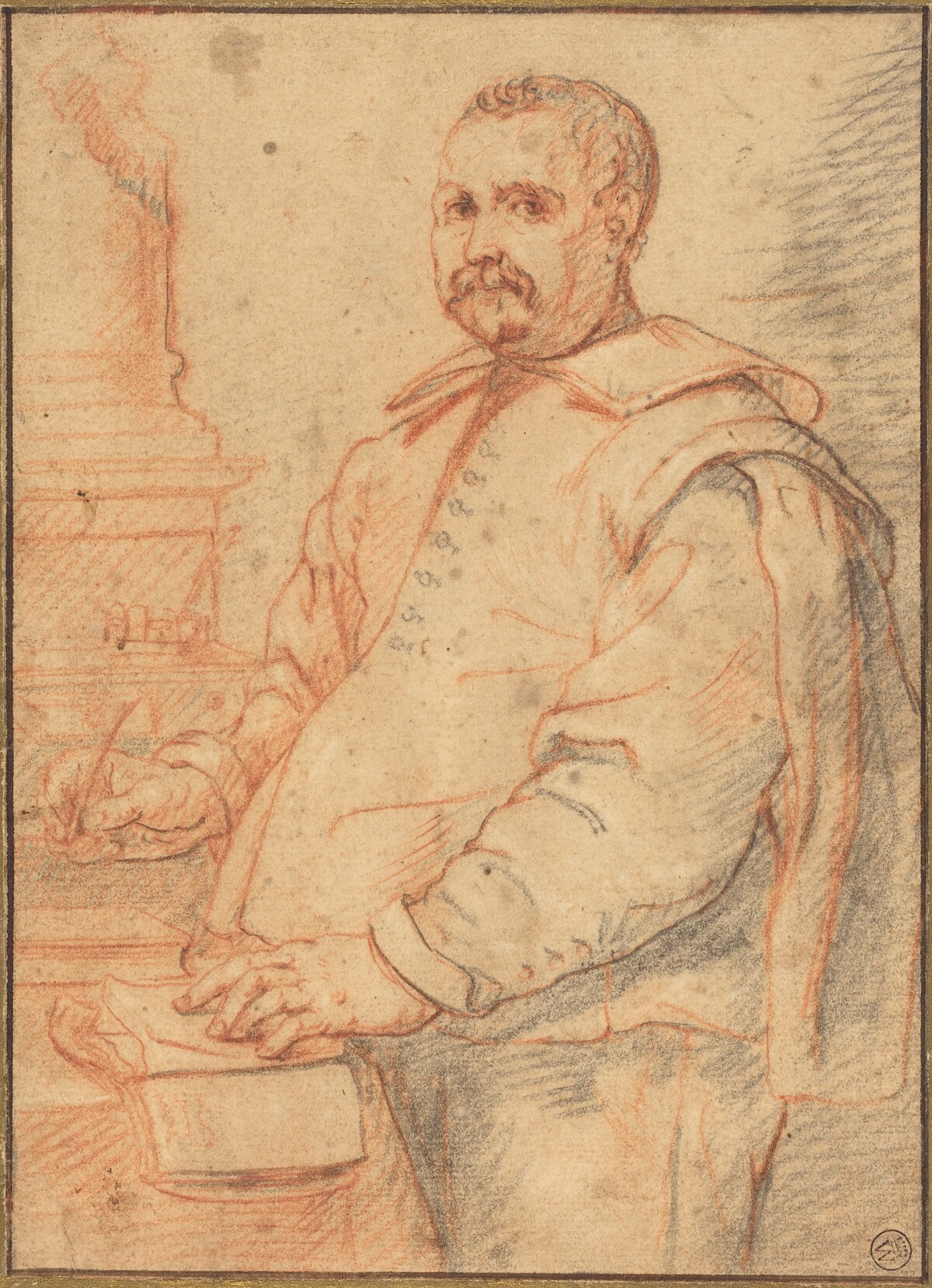 A Scholar Writing by Flemish 17th Century