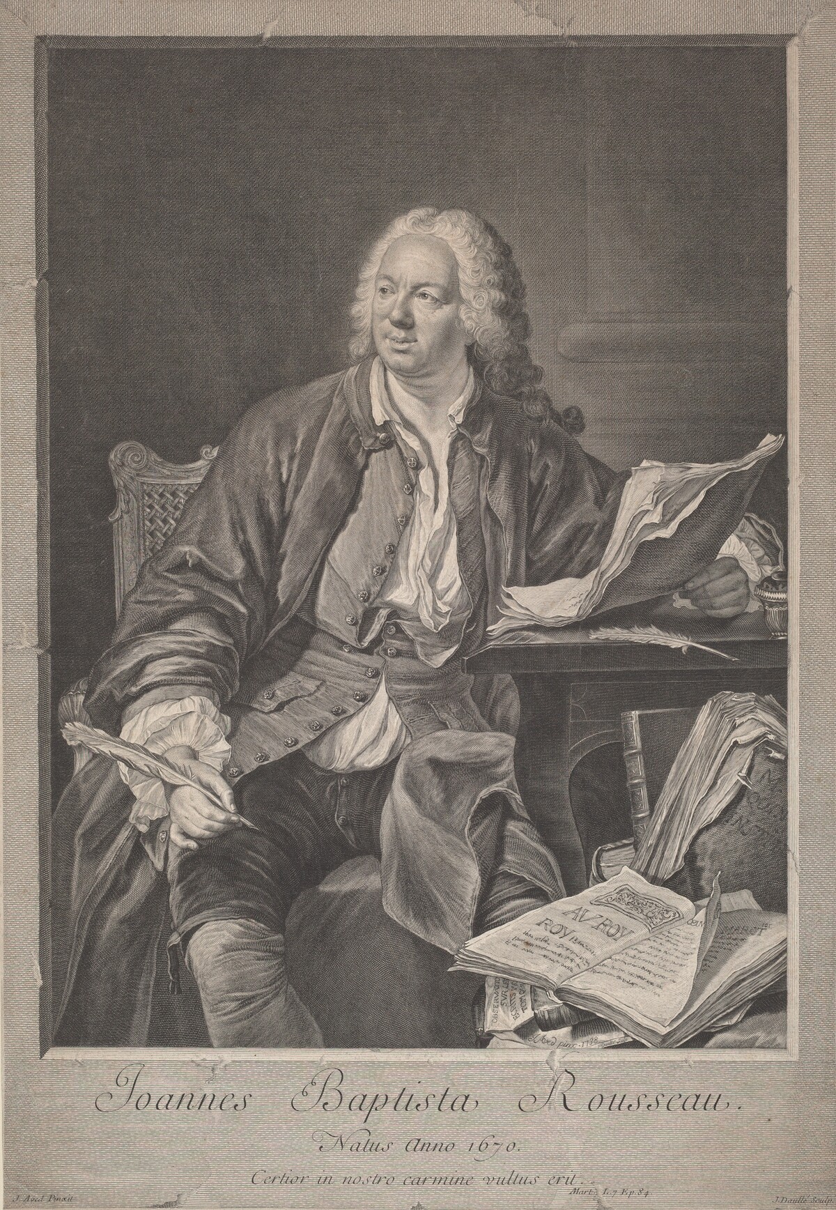 Jean-Baptiste Rousseau by Jean Daullé, after Jacques-Andre-Joseph-Camelot Aved