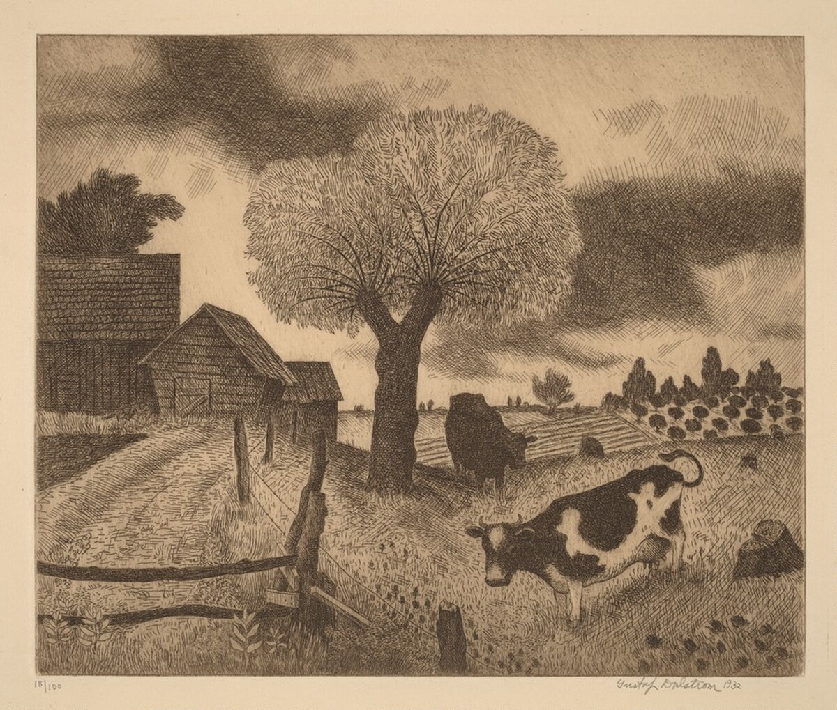 Farm Scene by Gustaf Oscar Dalstrom