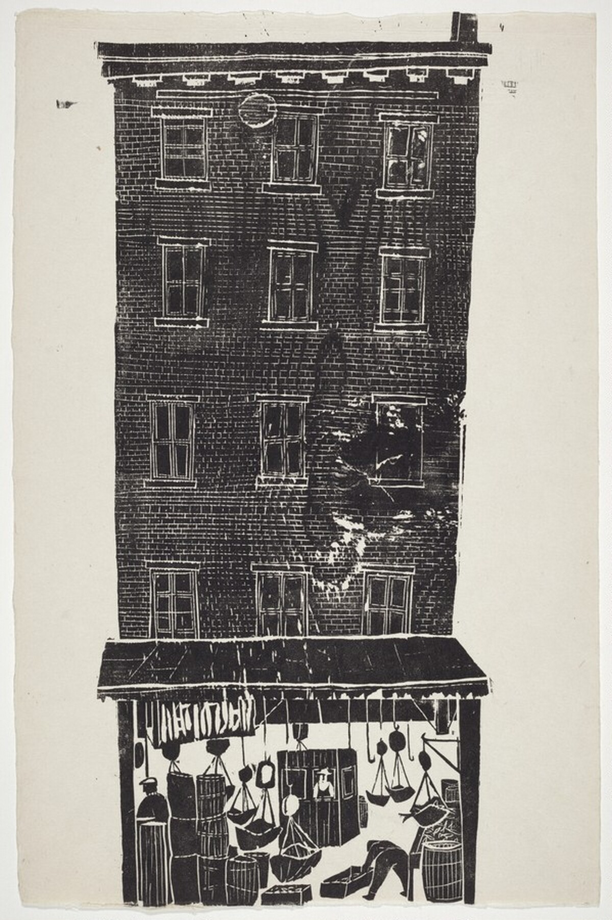 The Fulton Fish Market by Antonio Frasconi