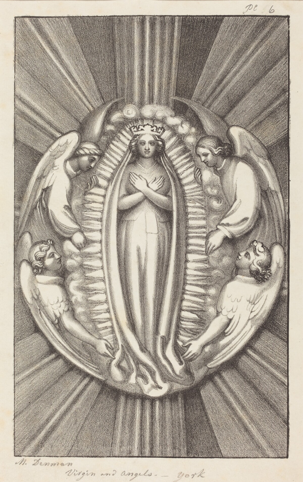 Virgin and Angels, a Key Stone in York by Maria Denman after John Flaxman