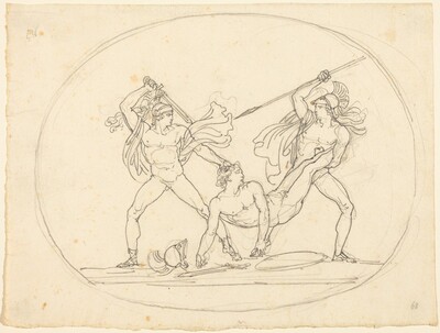 Two Ancient Warriors Fighting over a Dead Comrade
