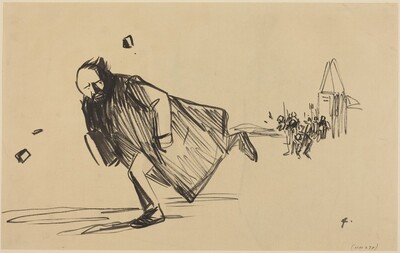 a) La Journee Electoral (recto); b) Profile of an Officer and Head of a Man (verso)