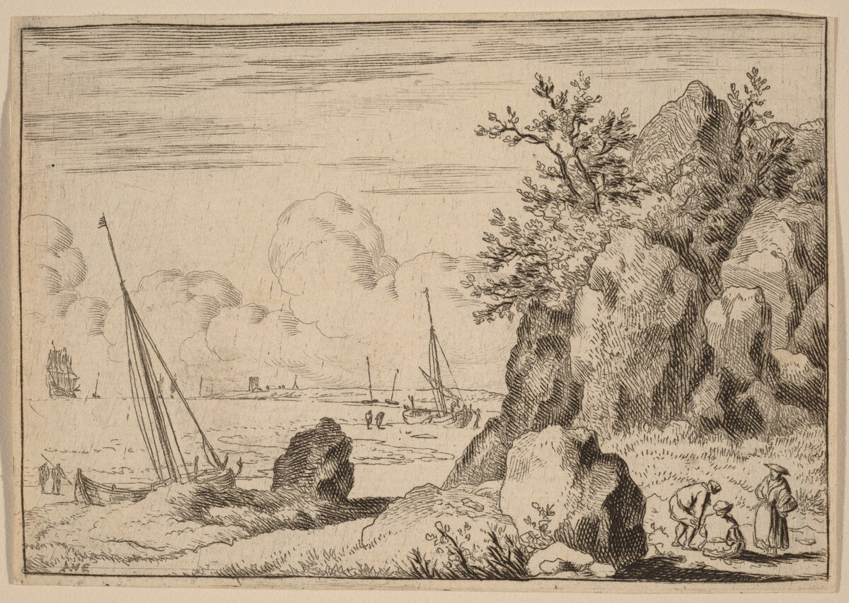 Seascape with Three Figures to the Right by Allart van Everdingen