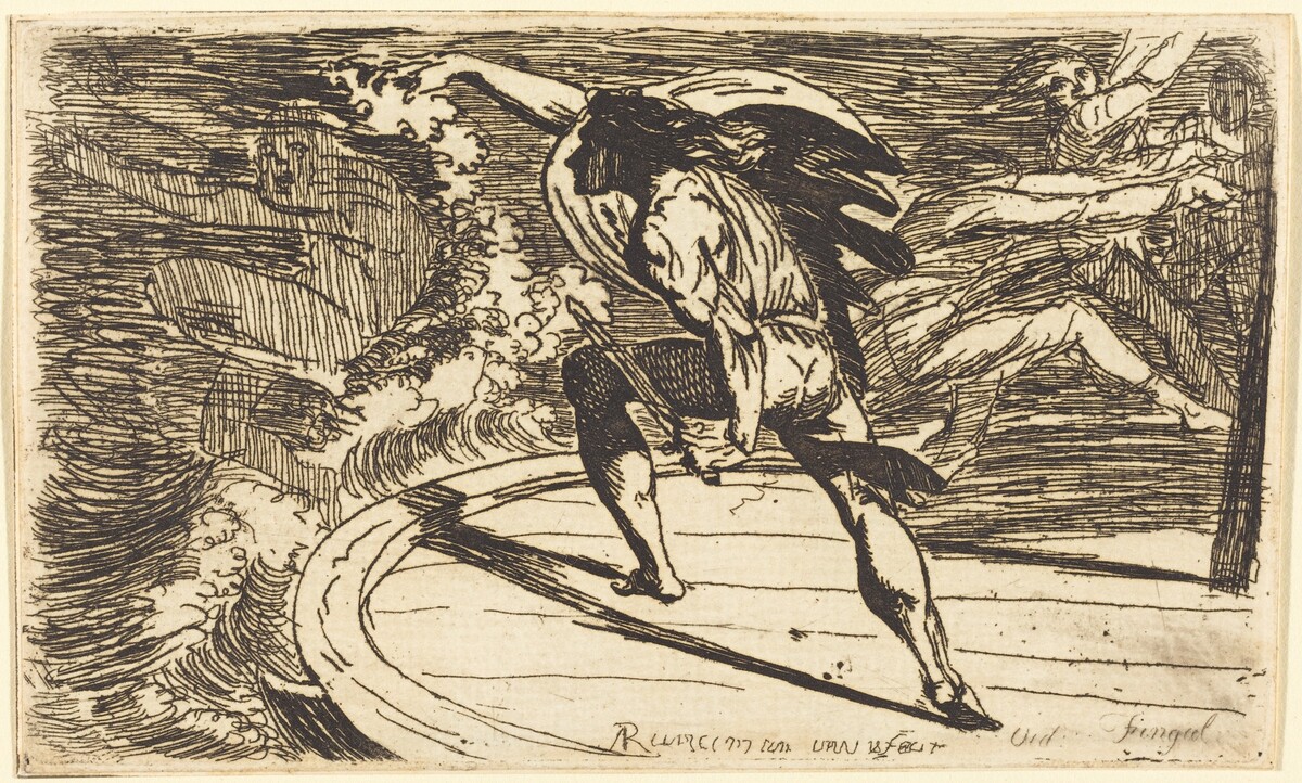Cormar Attacking the Spirit of the Waters (Ossian, Fingal, Book III) by Alexander Runciman