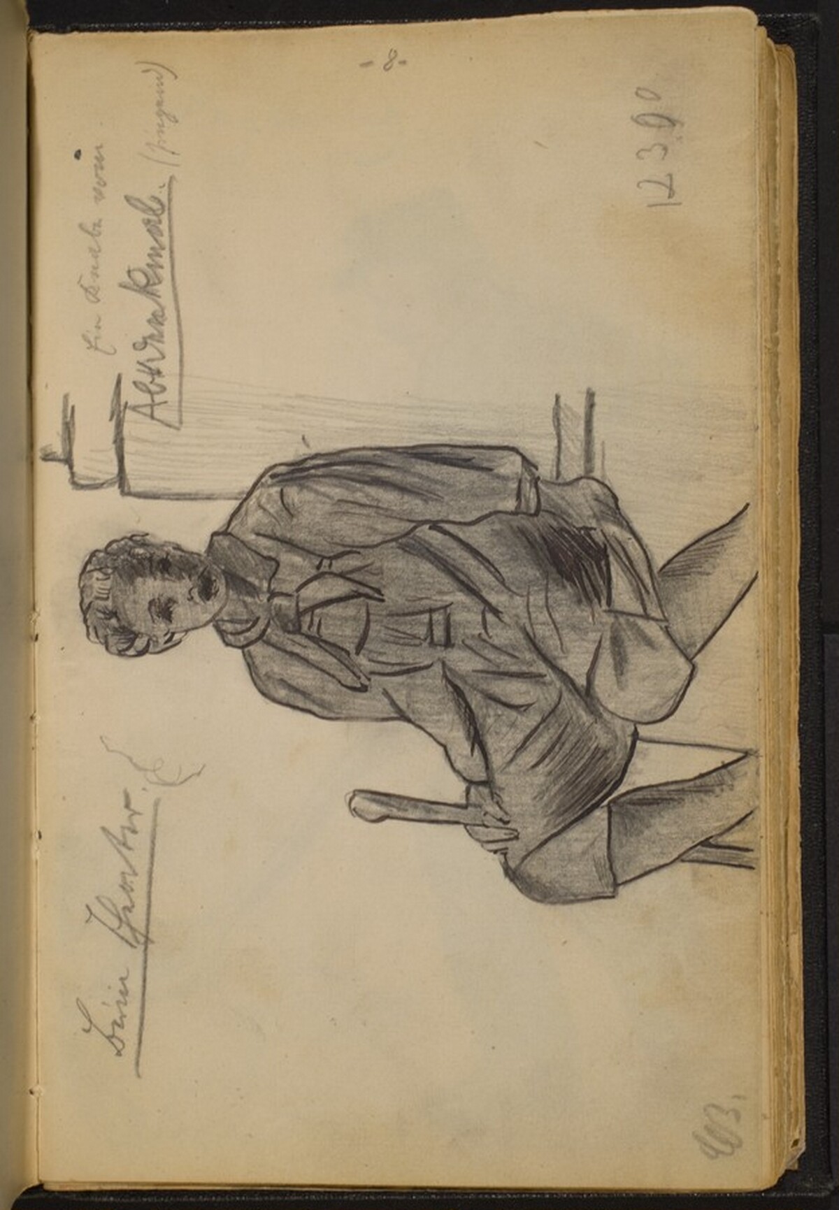 Seated Figure Holding a Staff by Max Beckmann