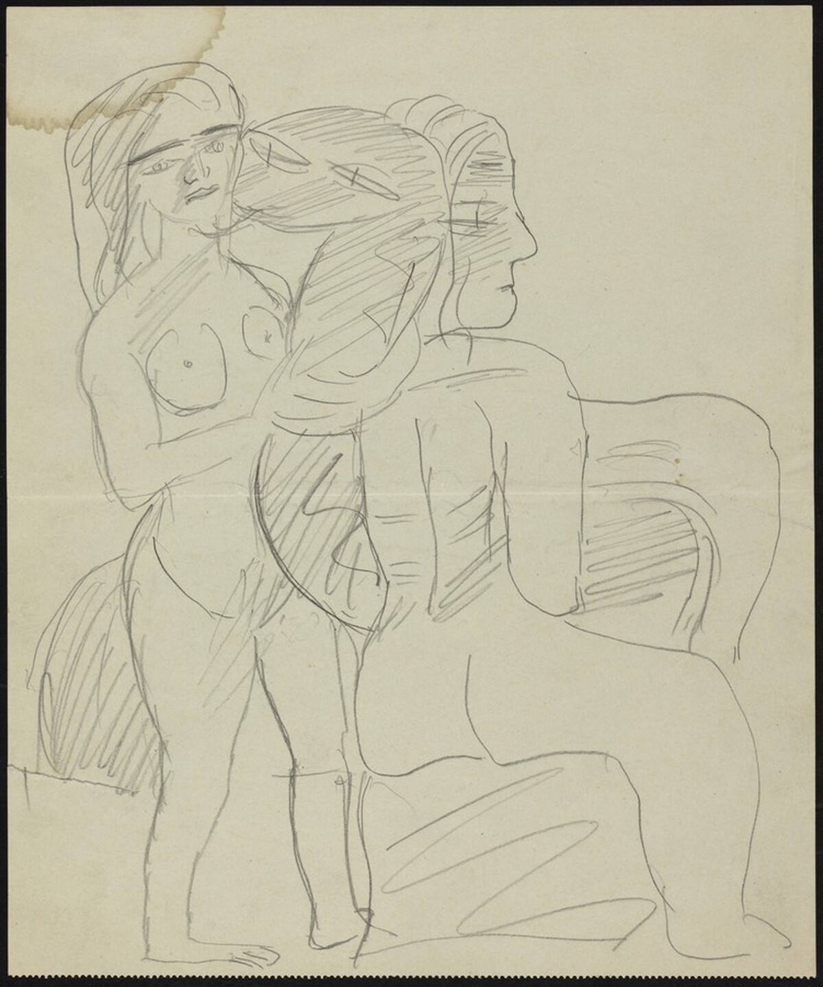 Two Nude Figures and Serpent by Max Beckmann