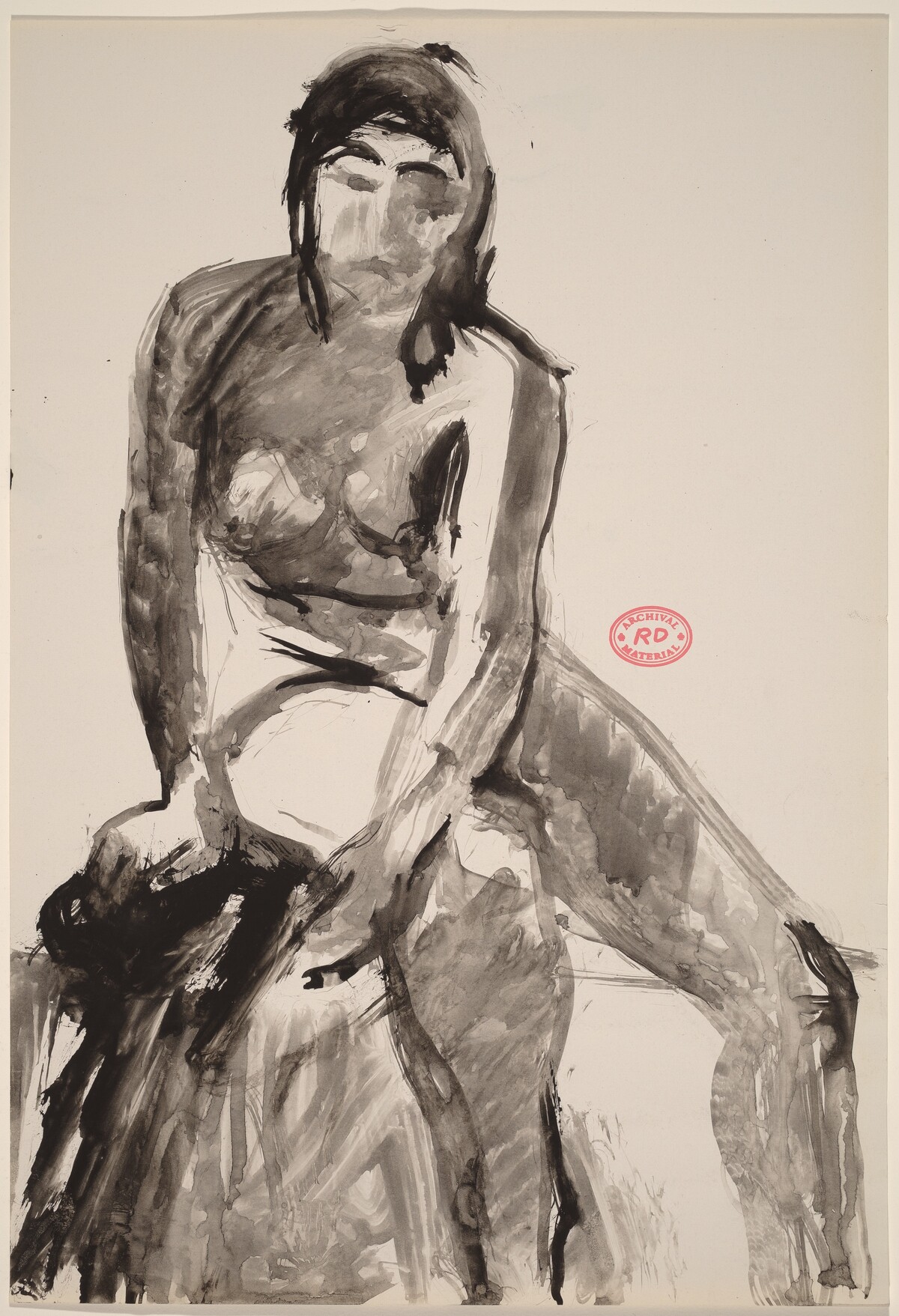 Untitled [seated female nude turned and leaning toward viewer] by Richard Diebenkorn