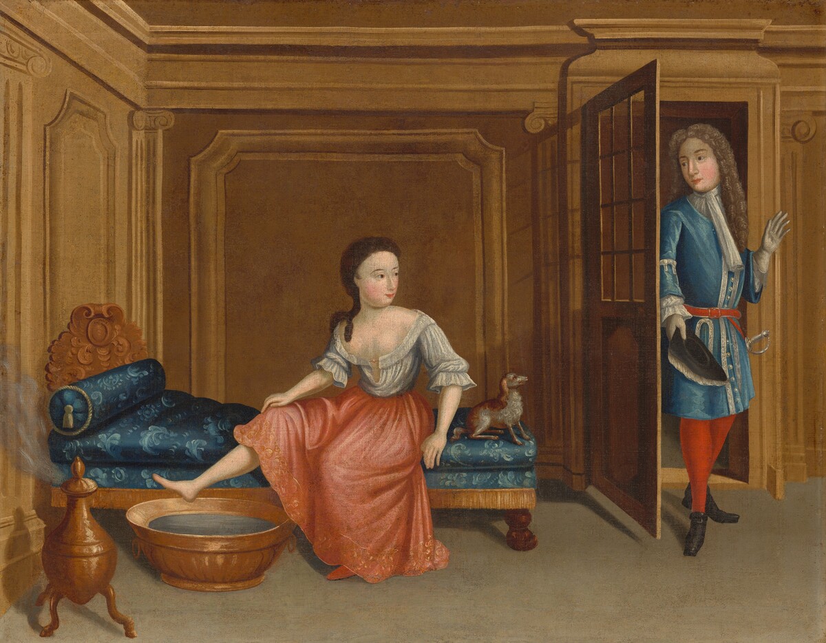 Lady Undressing for a Bath by Attributed to Gerardus Duyckinck