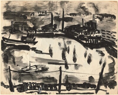 View of a Harbor with Factories