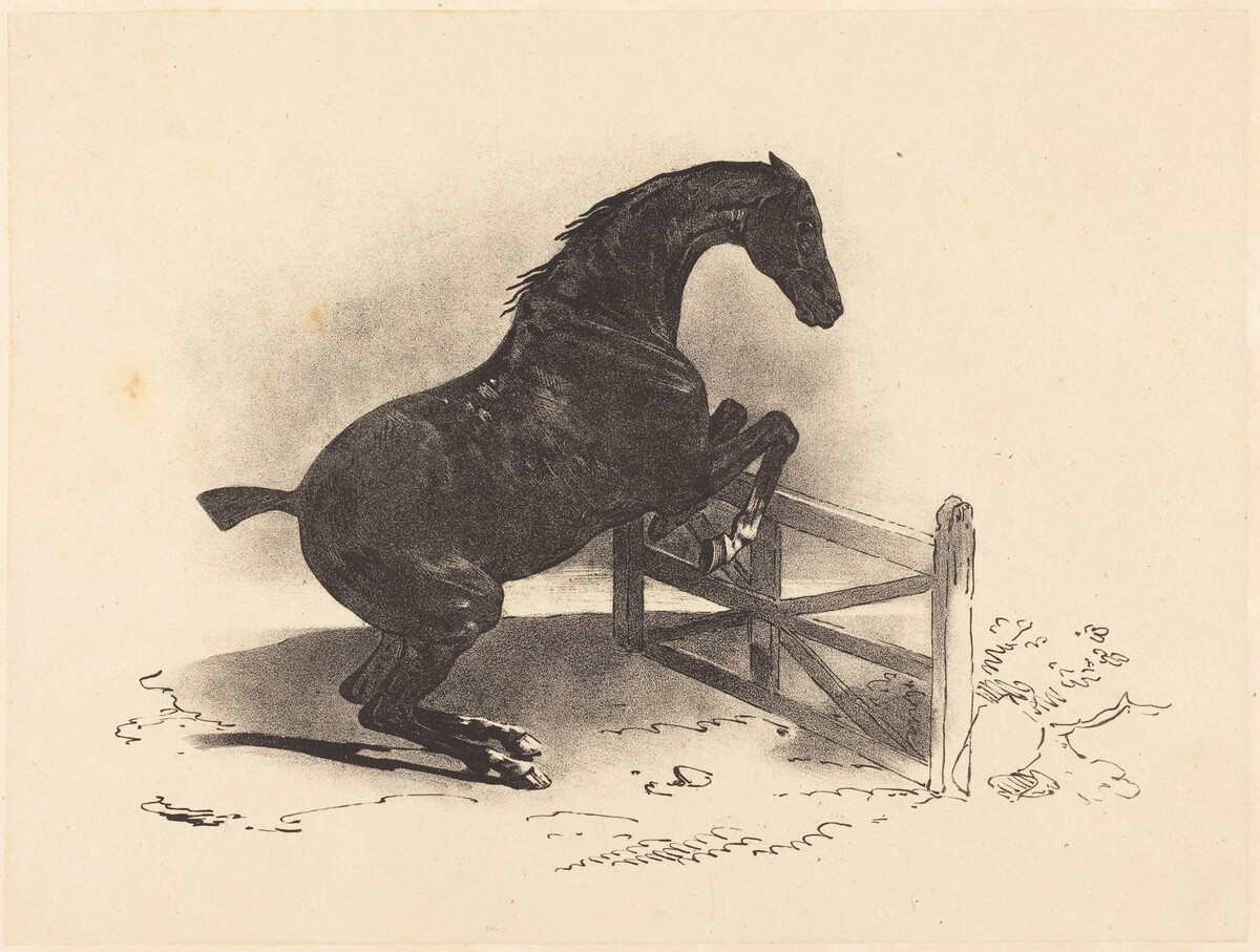 Horse Jumping a Barrier by Louis-Pierre-Marie Courtin after Théodore Gericault