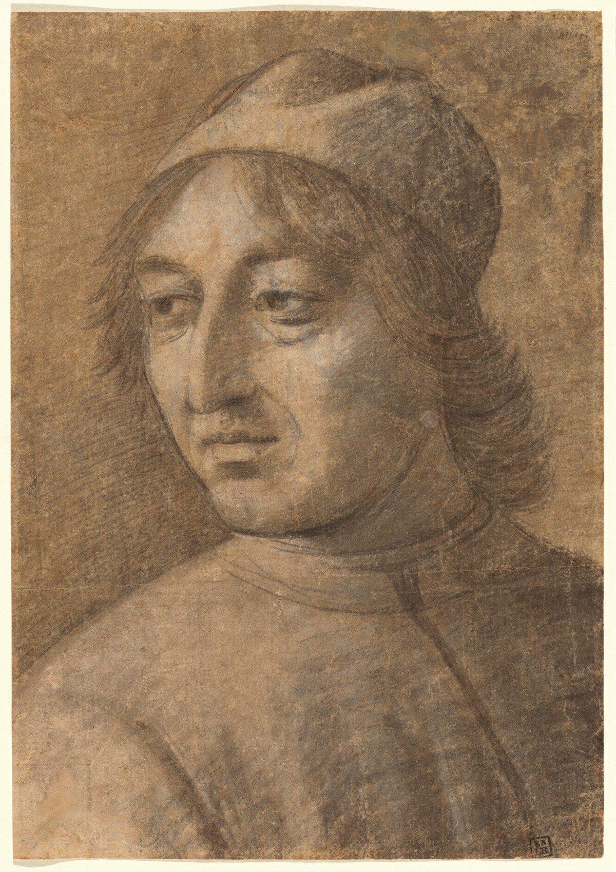 Head of a Man with a Cap by Italian 16th Century, after Domenico Ghirlandaio
