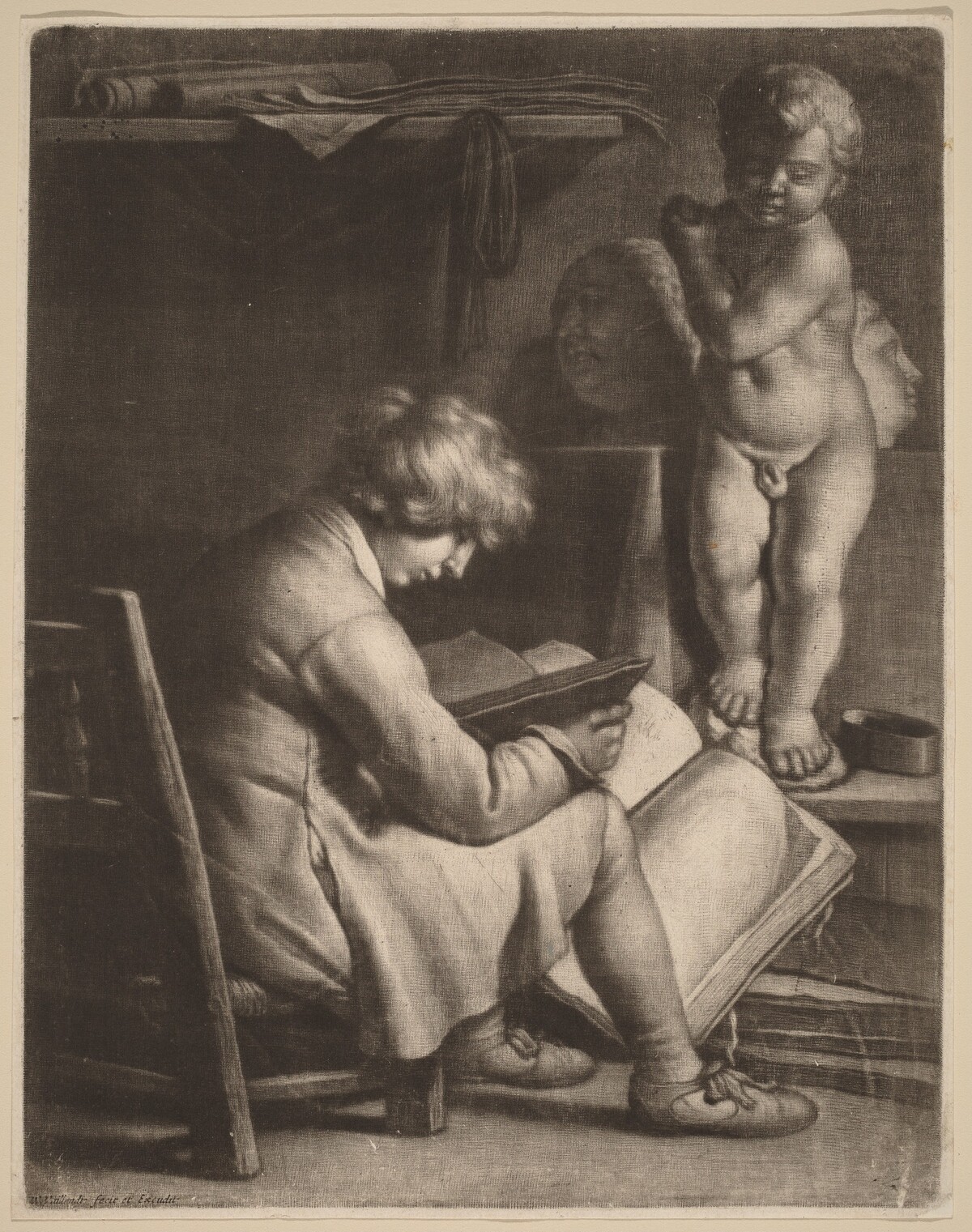 Young Artist with a Statue of Cupid by Wallerant Vaillant
