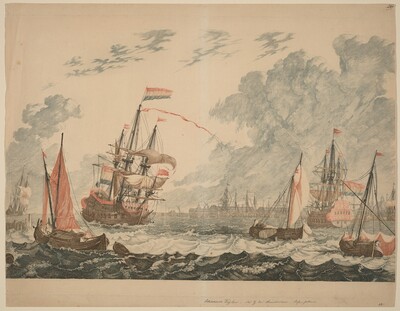 Amsterdam, Ships at the IJ on Choppy Water
