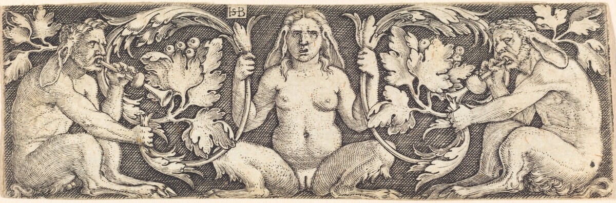 Ornament with Three Satyrs by Sebald Beham