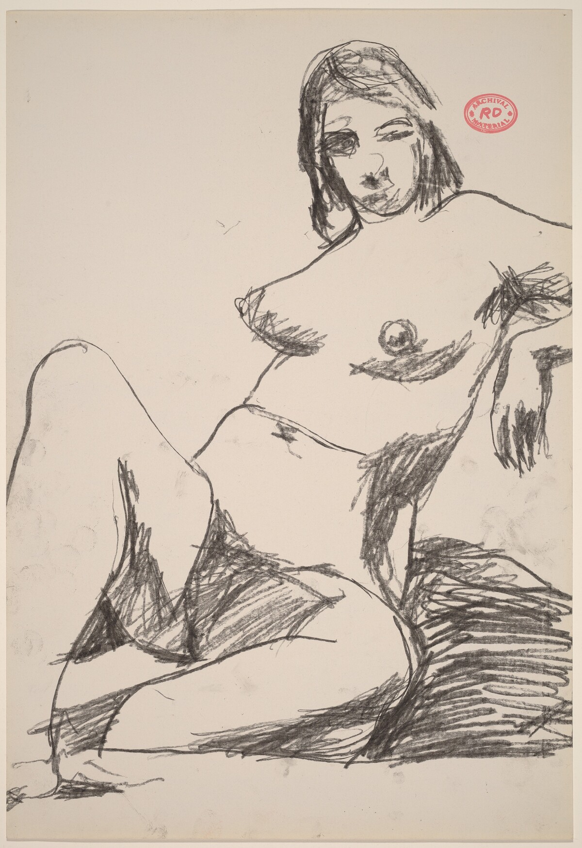 Untitled [seated female nude leaning on a support] by Richard Diebenkorn