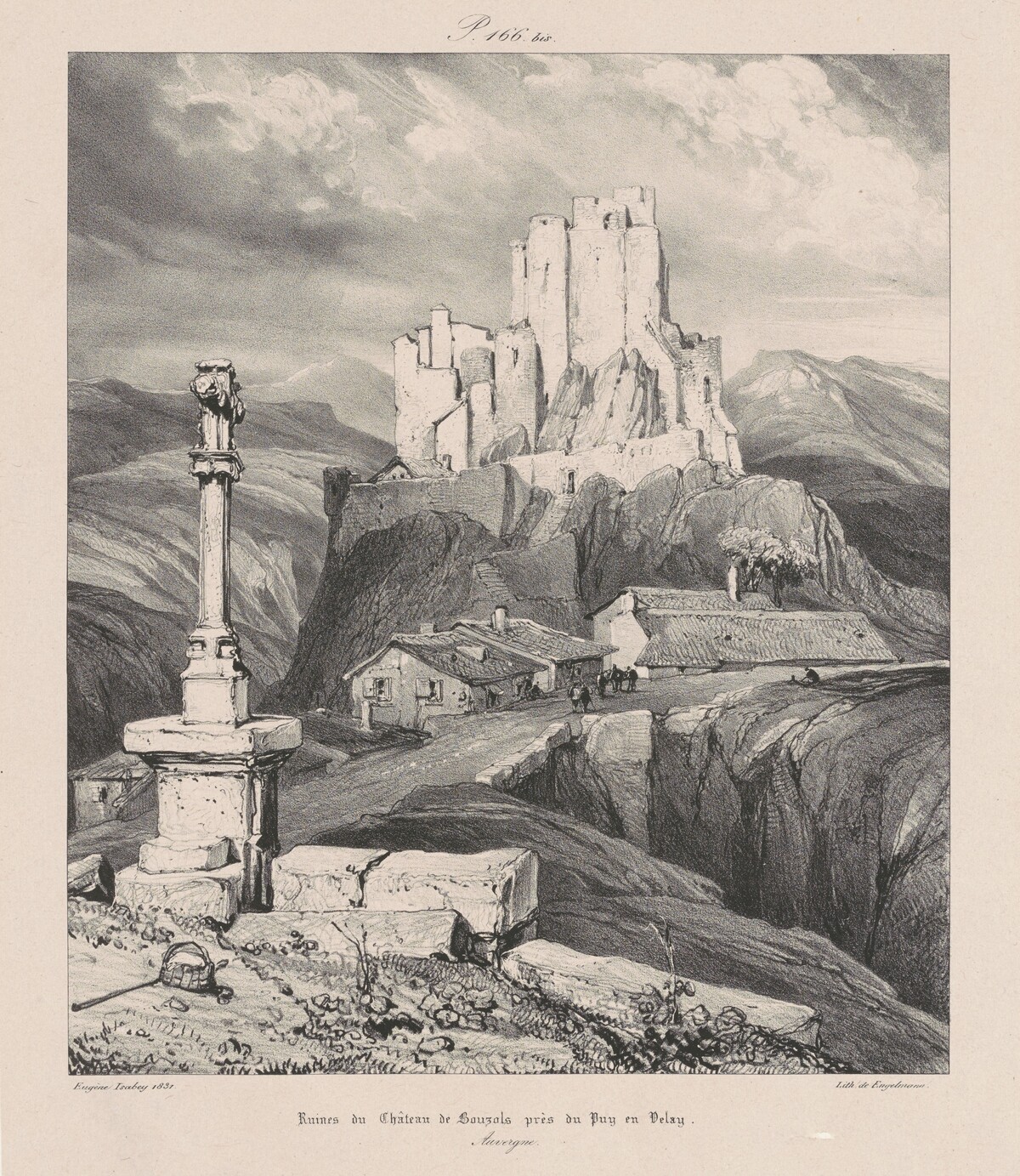 Ruines du Chateau de Bouzols Pres du Puy en Delay by Eugène Isabey