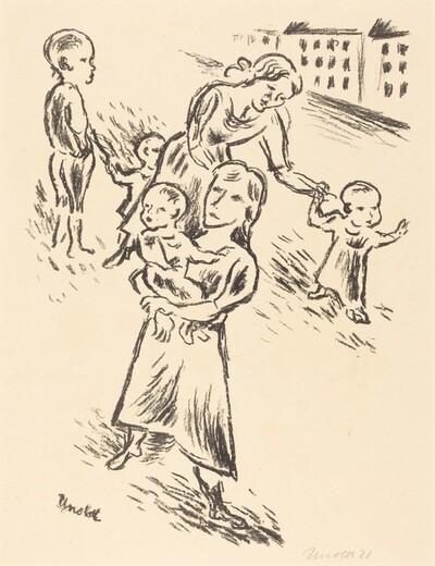 Mother with Children Playing