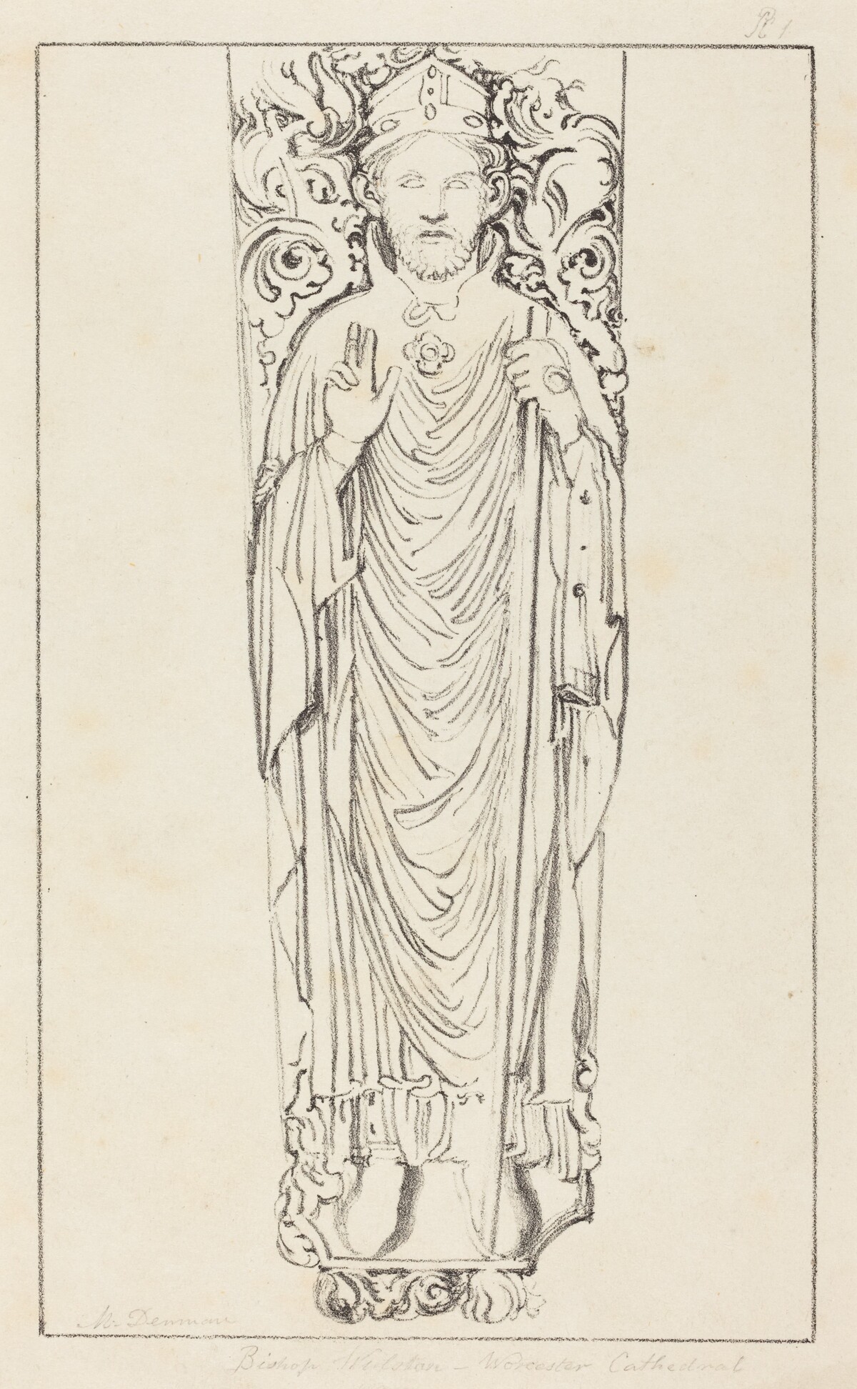 Bishop Wulstan, in Worcester Cathedral by Maria Denman after John Flaxman
