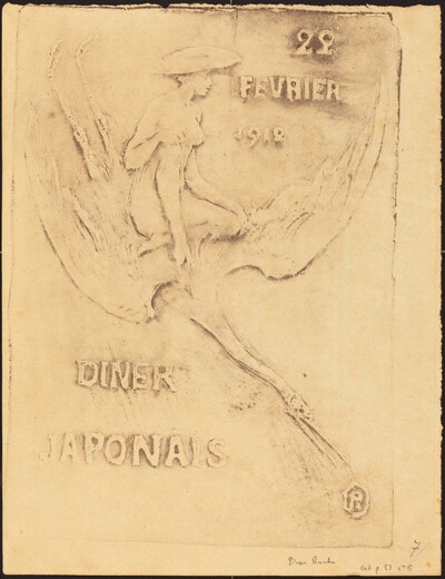 Femme et Cygne, 22 fevrier 1912, Diner Japonaise (Woman and Bird, 22 February 1912, J