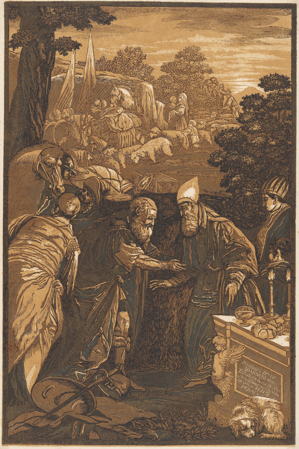 Melchisedech Blessing Abraham by John Baptist Jackson, after Francesco Bassano II