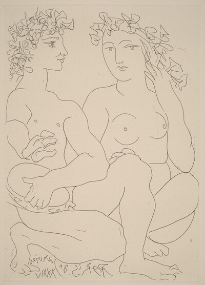 Young Bacchus with a Tambourine, with a Bacchante (Jeune Bacchus au tambourin, avec un Bacchante)