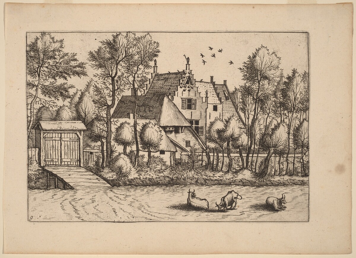 Country House with a Ditch by Johannes van Doetechum, the Elder and Lucas van Doetechum after Master of the Small Landscapes
