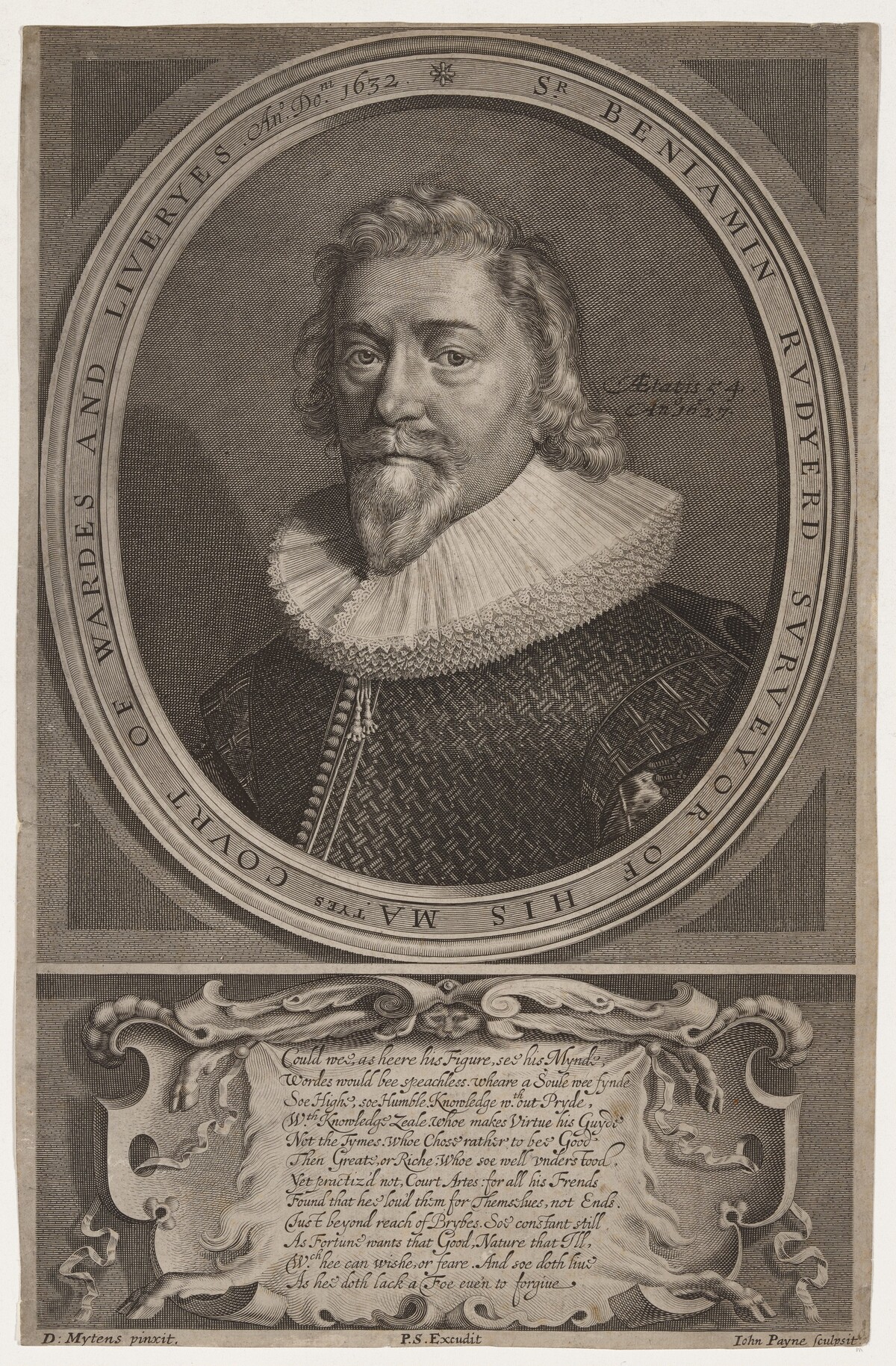 Sir Benjamin Rudyerd by John Payne, after Daniel Mytens the Elder