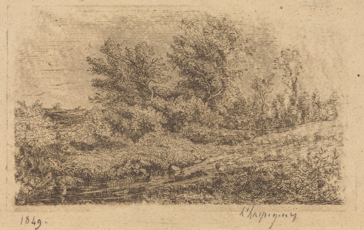 Bouquet d'arbres au ruisseau (Stand of Trees on a River) by Henri-Joseph Harpignies