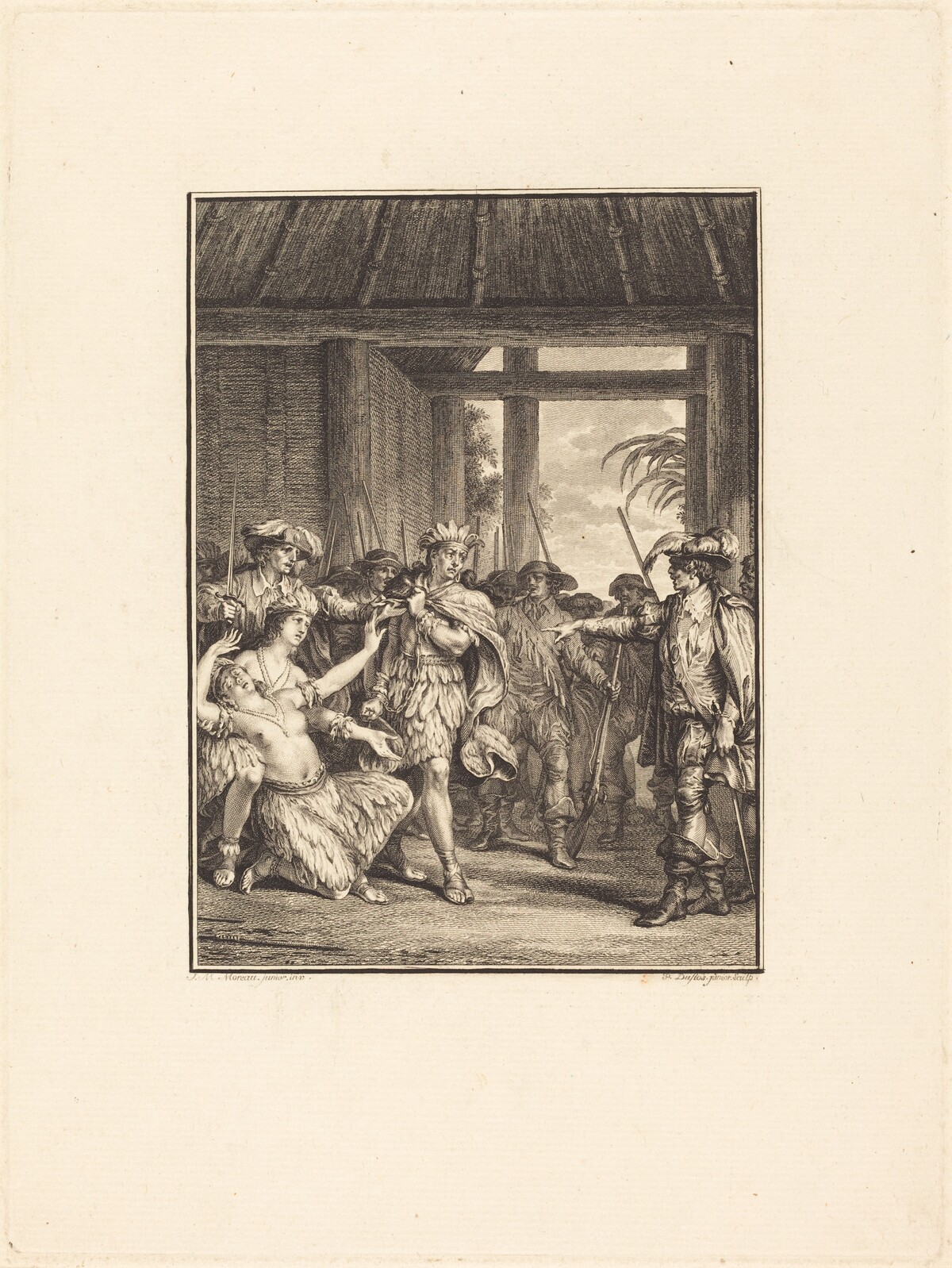 La découverte du nouveau monde by Pierre Duflos after Jean-Michel Moreau