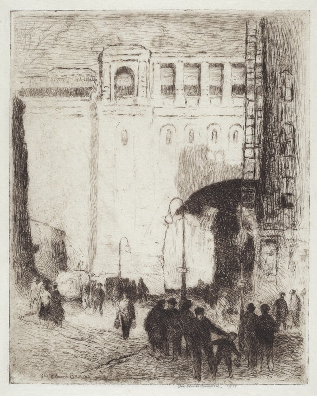 Untitled (Under the Manhattan Bridge) by George Elmer Browne