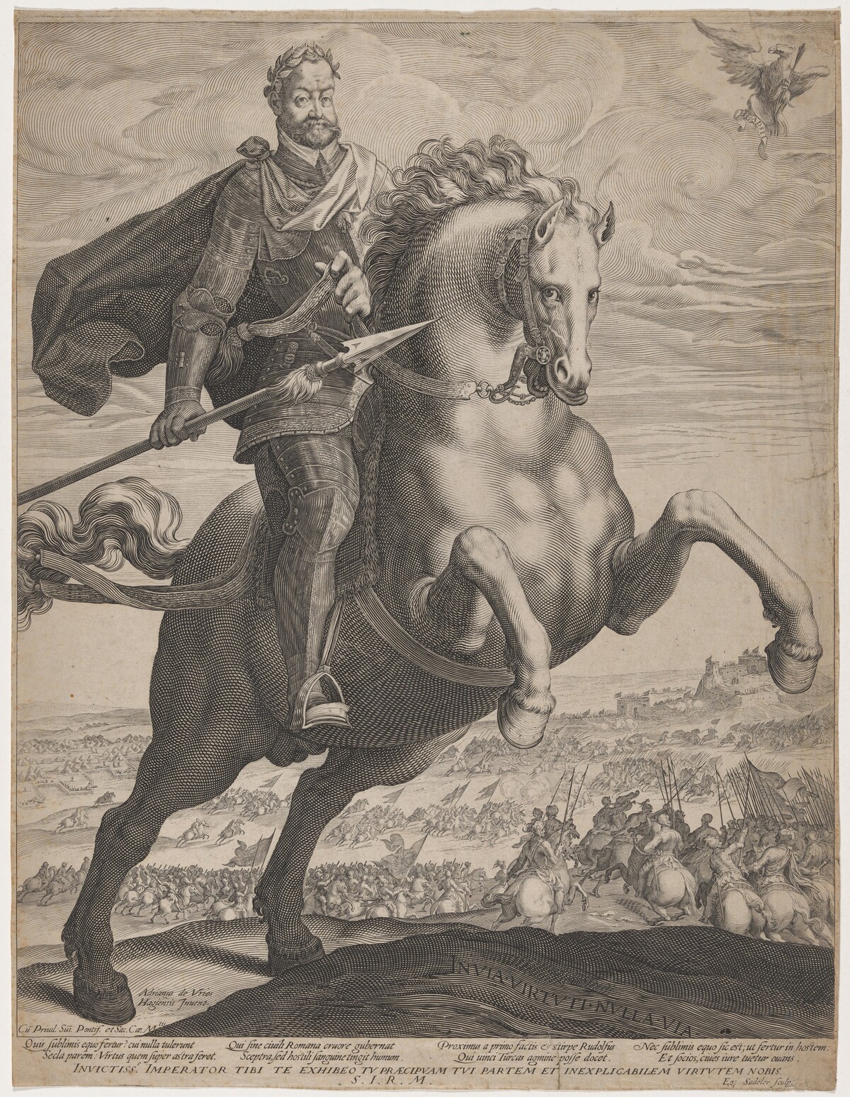 Emperor Rudolph II on Rearing Horse by Aegidius Sadeler II after Adriaen de Vries