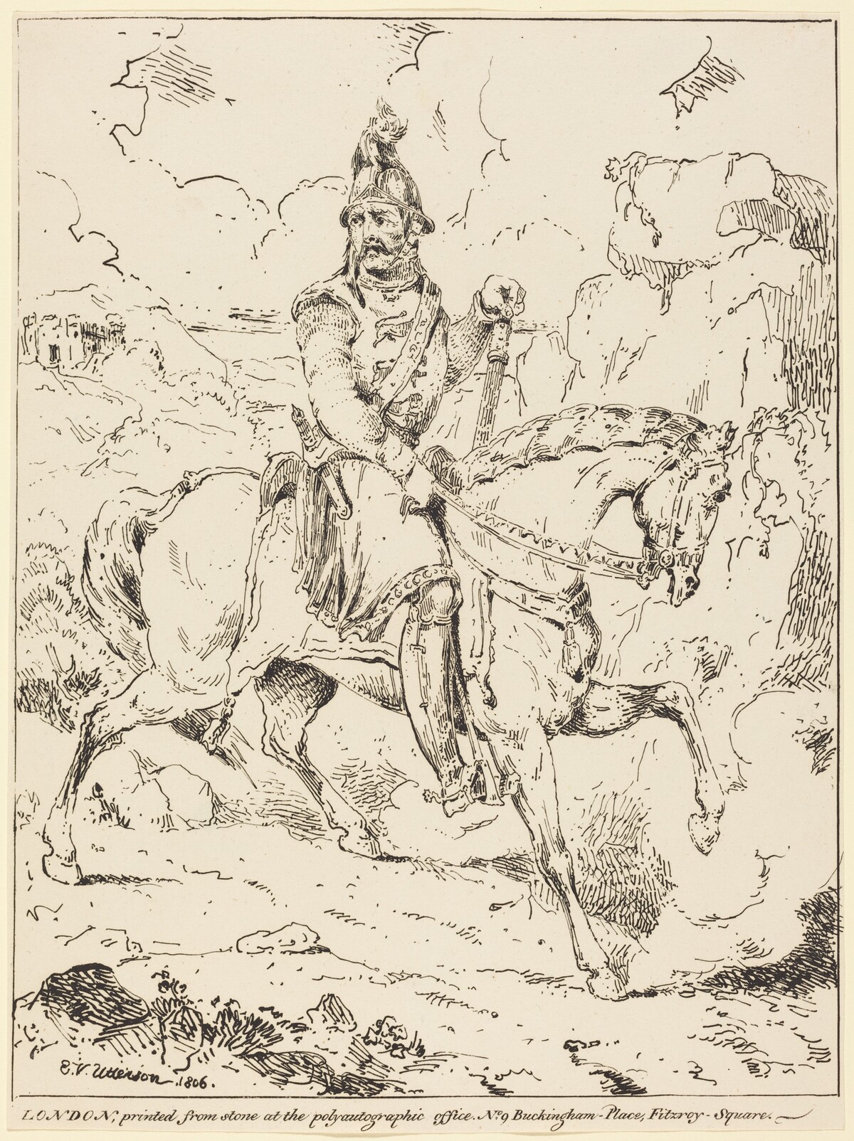 Knight in Armor on Horseback by Edward Vernon Utterson