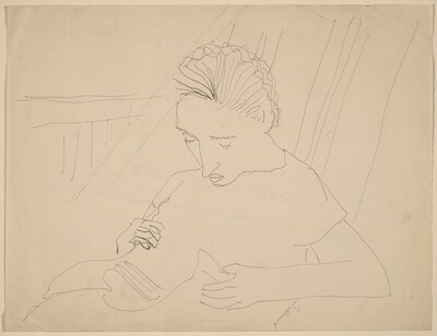 Half-Length Portrait of a Seated Woman, Turned to the Left, Eyes Cast Downward