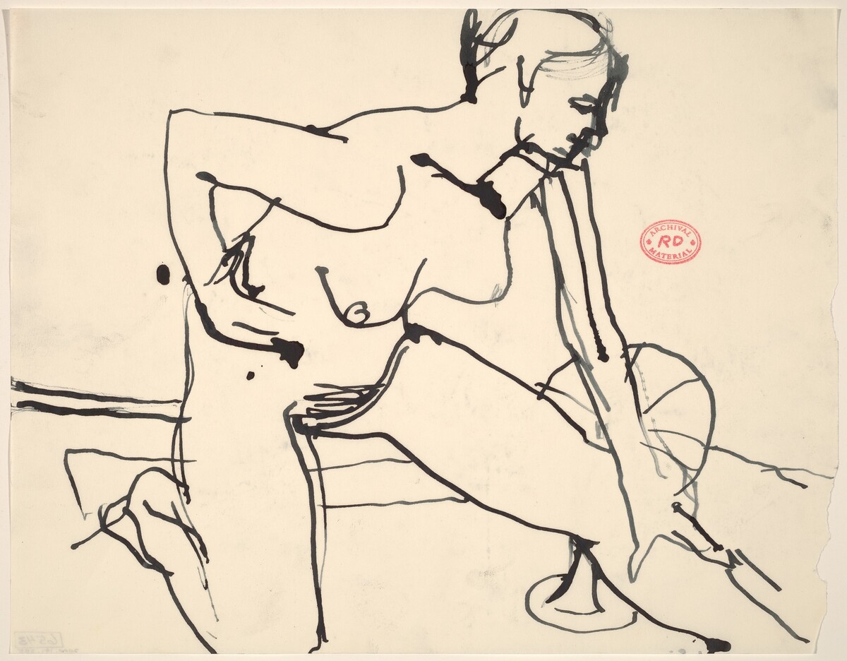 Untitled [female nude kneeling and stretching] by Richard Diebenkorn