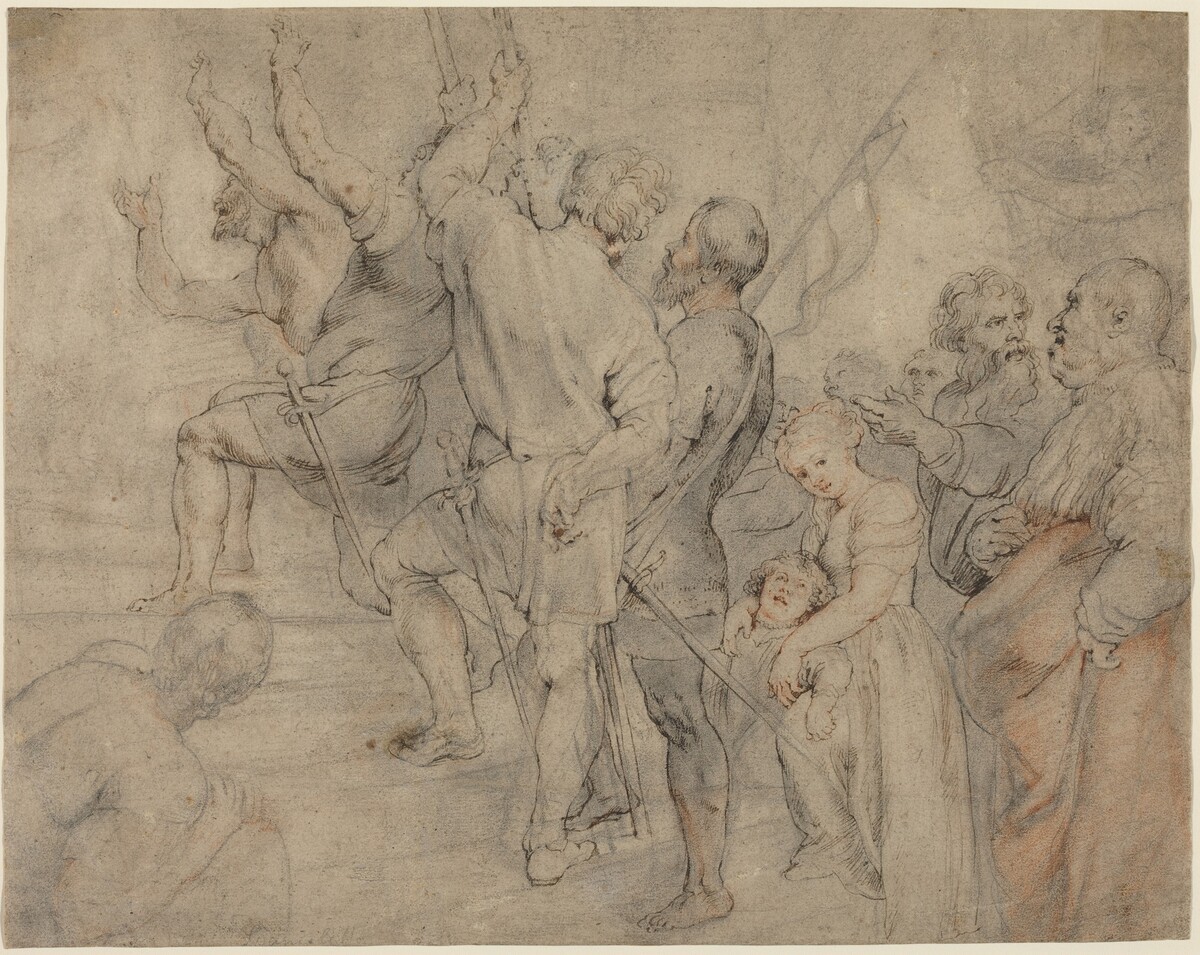 Part of the Crowd at the Ecce Homo by Sir Peter Paul Rubens over Anonymous Italian after Titian