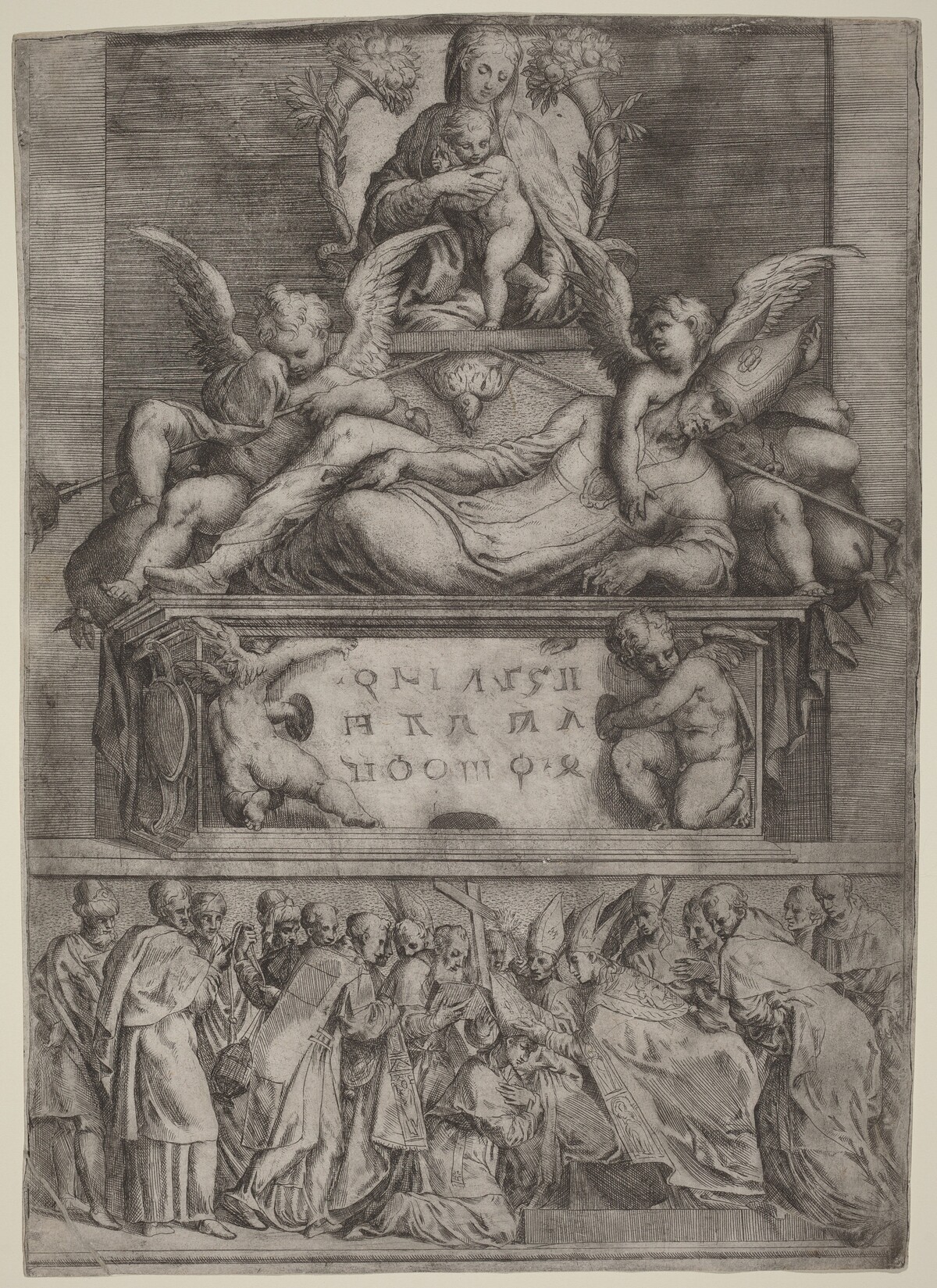 Tomb of a Bishop by Battista Angolo del Moro after Parmigianino