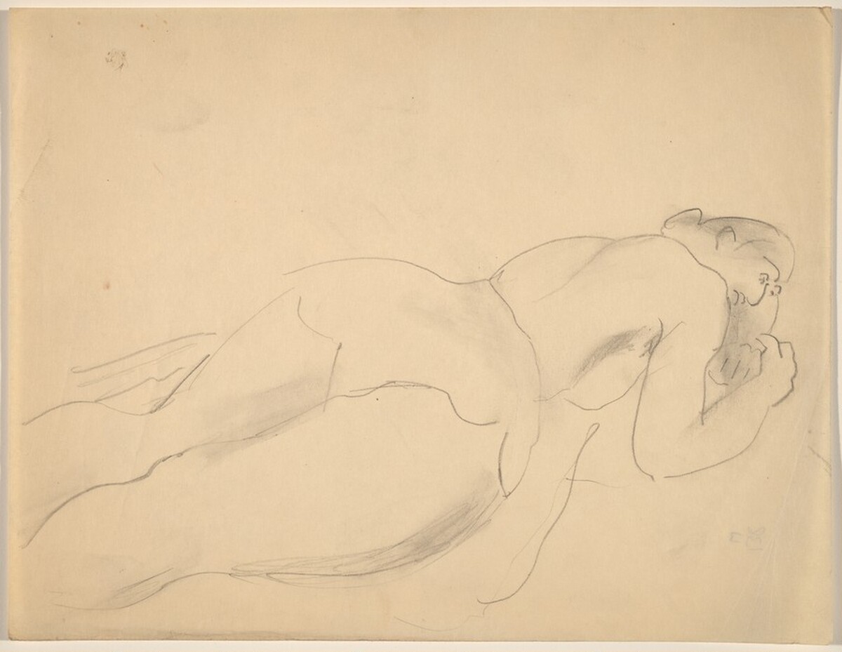 Large Woman Lying on Stomach, Head Resting on Left Arm by Mark Rothko