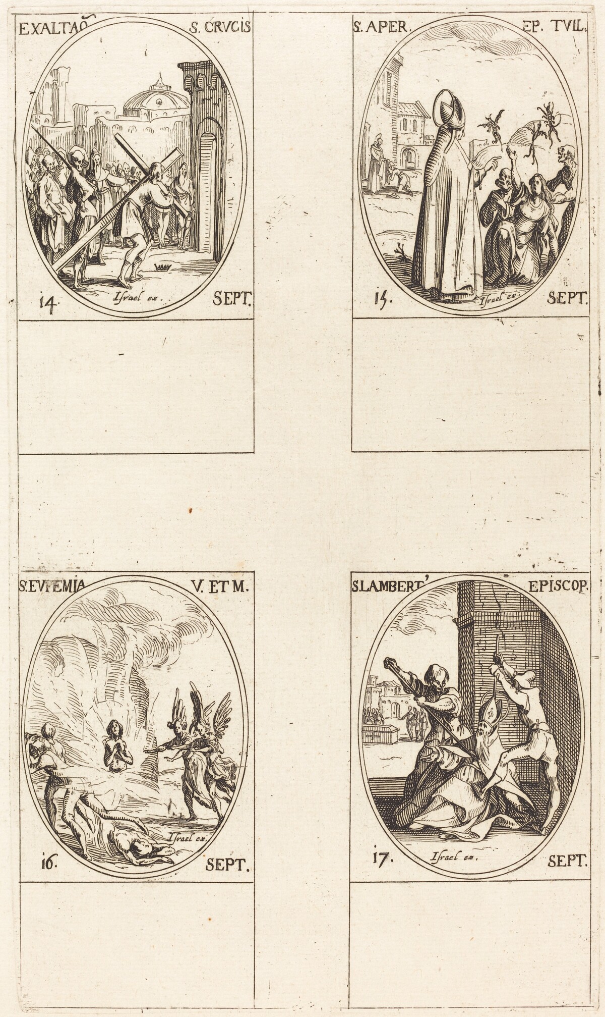 Exaltation of the Holy Cross; St. Aper; St. Euphemia; St. Lambert by Jacques Callot
