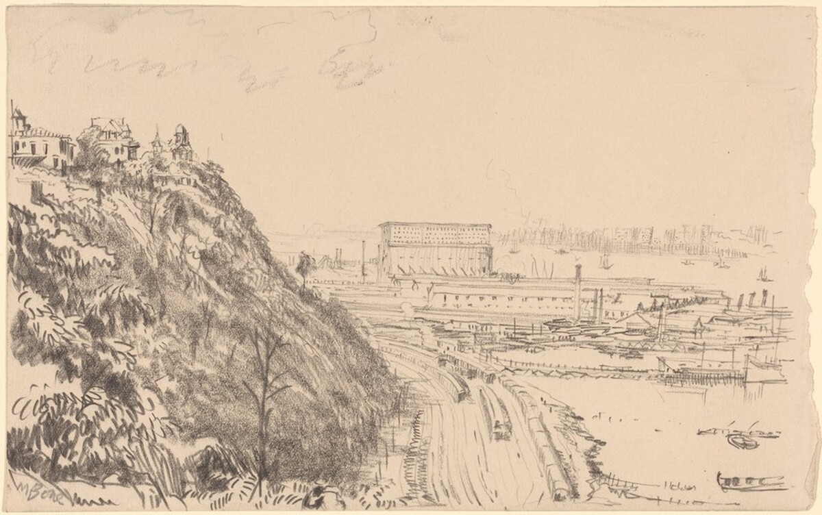Weehawken, New Jersey and New York by Sir Muirhead Bone