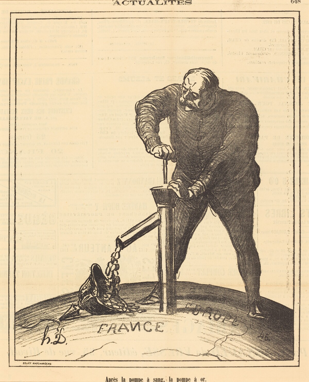 Après la pompe a sang, la pompe à or by Honoré Daumier