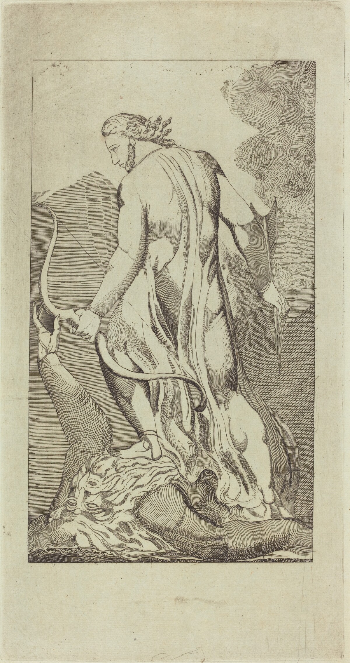 Christ Trampling Satan by Thomas Butts, Jr. after William Blake