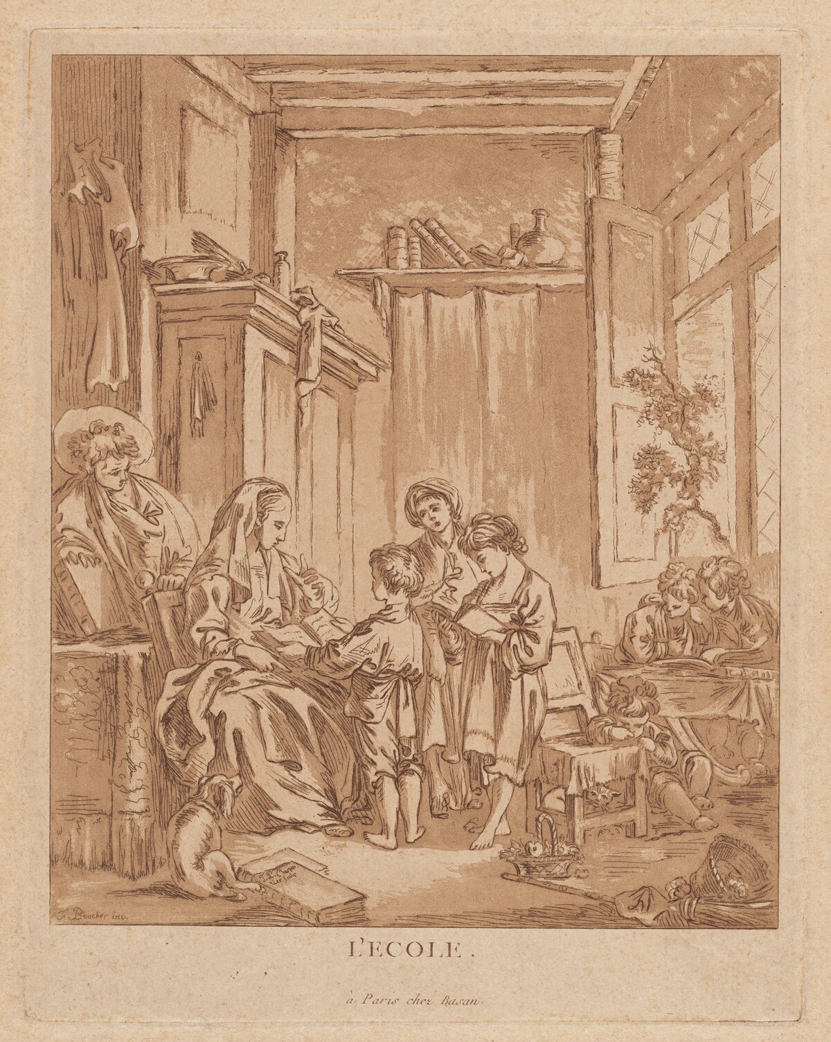 L’École (The School) by François-Philippe Charpentier, after François Boucher, published by Pierre-François Basan