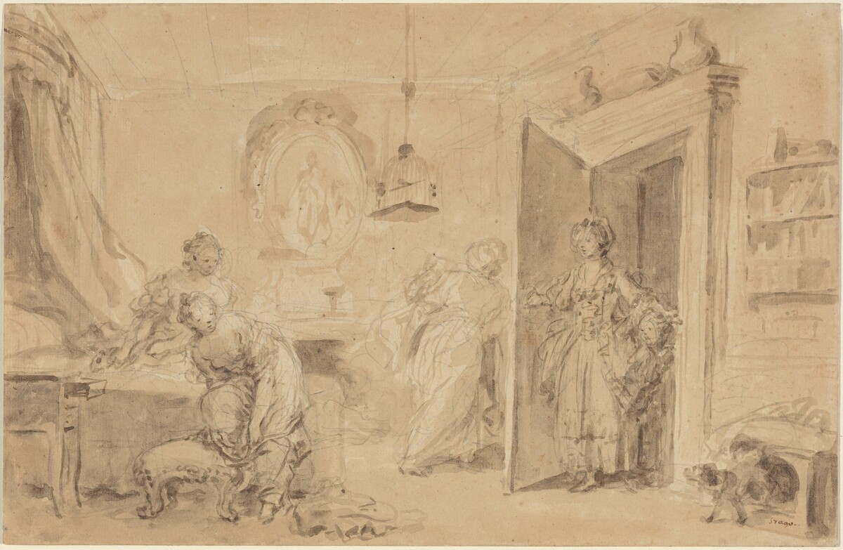 The Bedroom (Le Coucher or Ma Chemise brule) by Jean-Honoré Fragonard