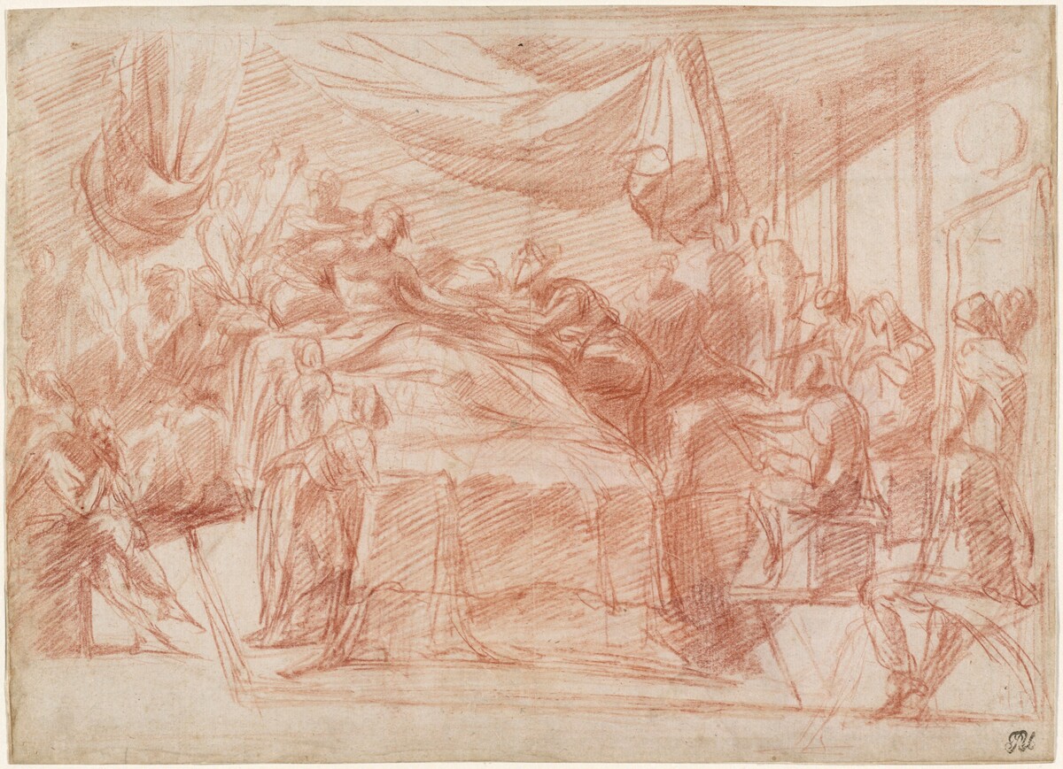 A Deathbed Scene [recto] by Polidoro da Caravaggio