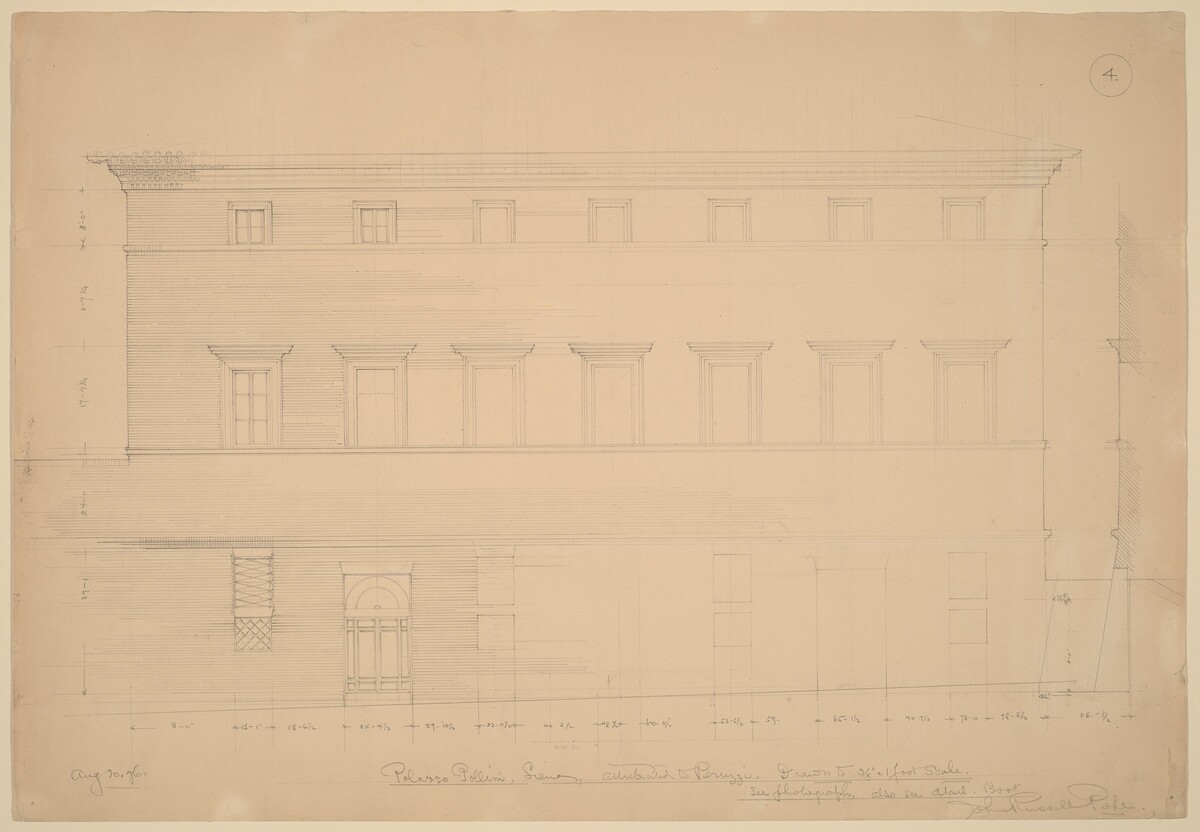 Palazzo Pollini, Siena, Attributed to Peruzzi by John Russell Pope