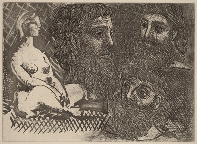 Marie-Thérèse as an Idol and Three Bearded Greeks (Marie-Thérèse en idole et trois grecs barbus)