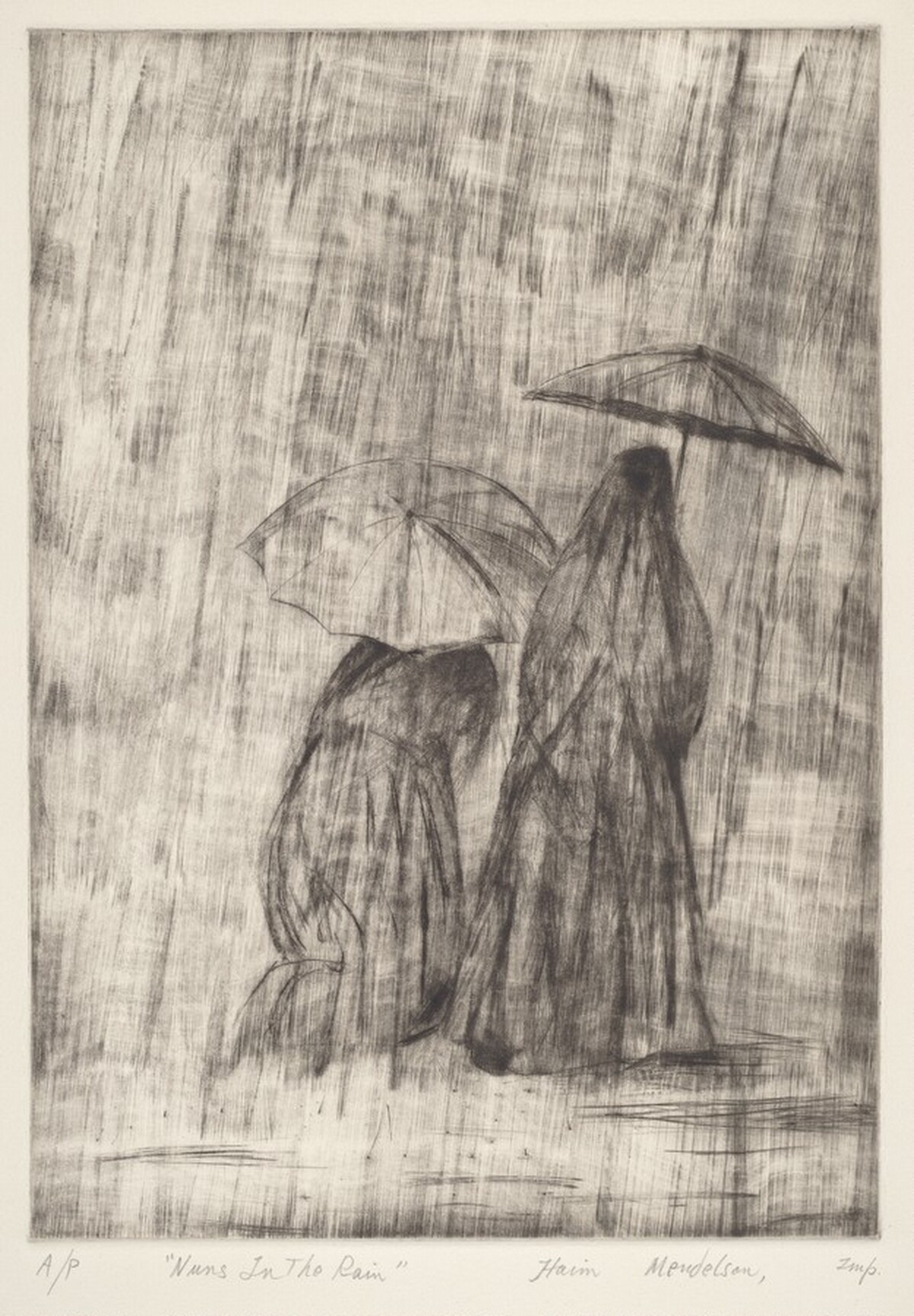 Nuns In The Rain by Haim Mendelson
